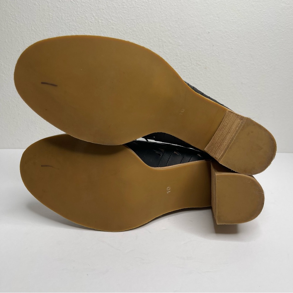 Jeffrey Campbell Cordillo Black Laser Cut Leather Heel Booties Sandals Size 10 - Picture 15 of 17